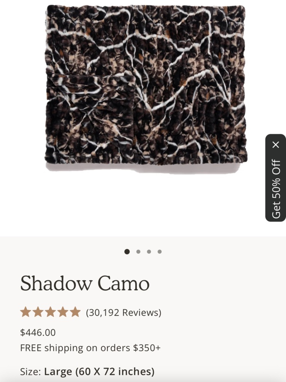 Lola Blankets New Shadow Camo Plush Throw Blanket - Dark Brown & Black Pattern